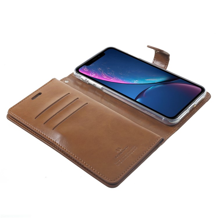 MERCURY GOOSPERY Mansoor Wallet Diary PU Leather Cell Phone Cover for iPhone XS Max 6.5 inch - Brown-5