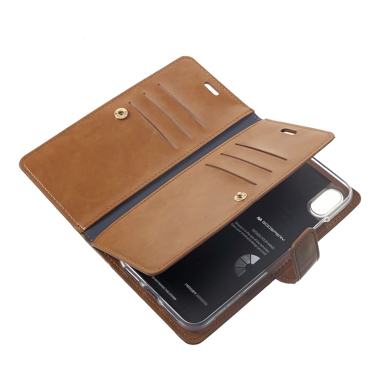 MERCURY GOOSPERY Mansoor Wallet Diary PU Leather Cell Phone Cover for iPhone XS Max 6.5 inch - Brown-6