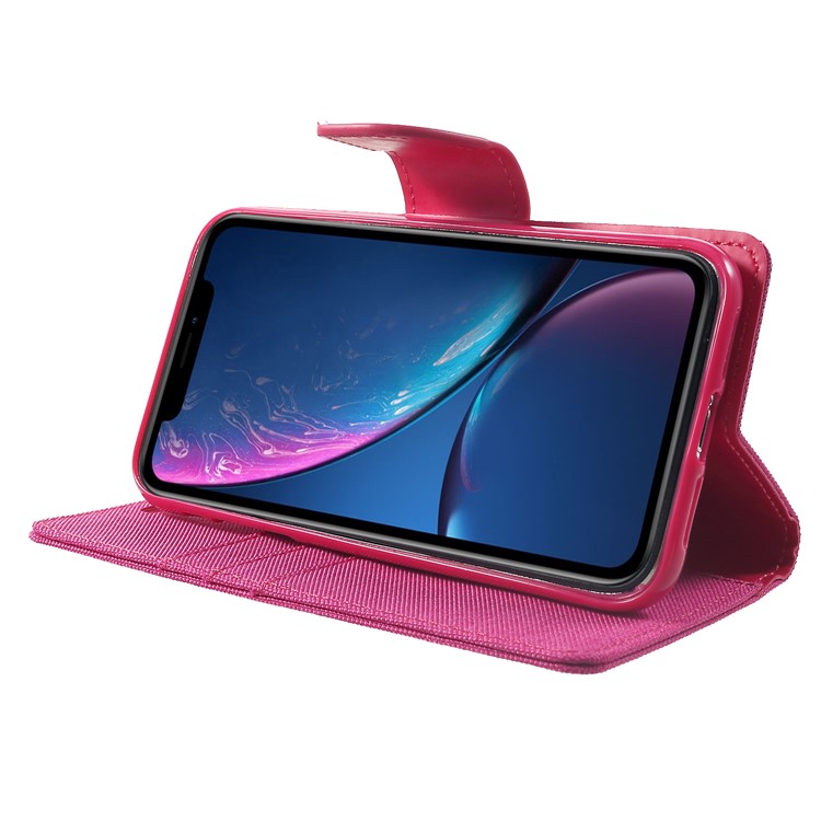 MERCURY GOOSPERY Canvas Diary (with Stand) Leather Wallet Case for iPhone XR 6.1 inch - Rose-4