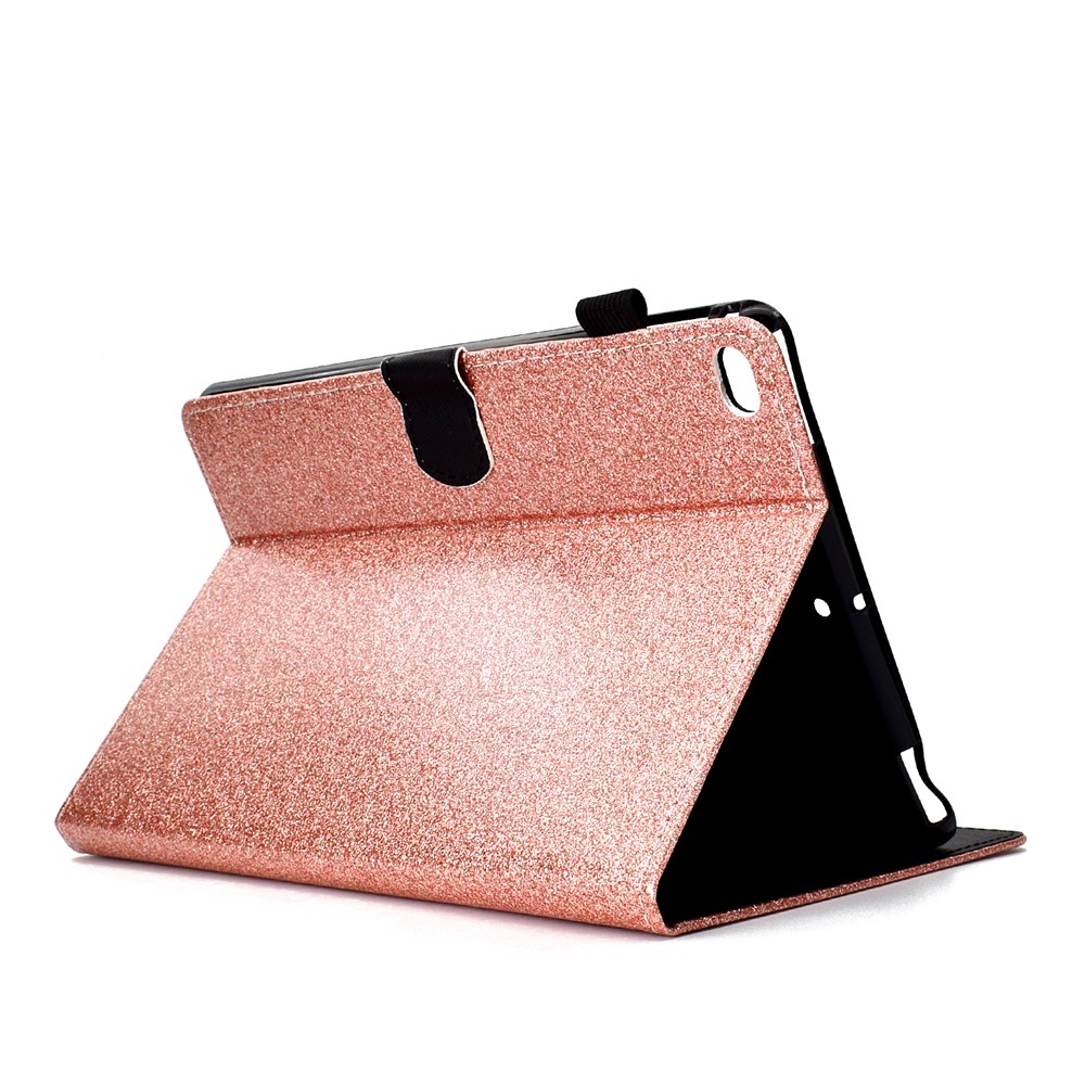 Titular Do Cartão De Pó De Flash PU Couro Stand Flip Shell Para Ipad 9,7 Polegadas (2018) / 9,7 Polegadas (2017) / Ar 2 / Ar - Rosa Ouro-4