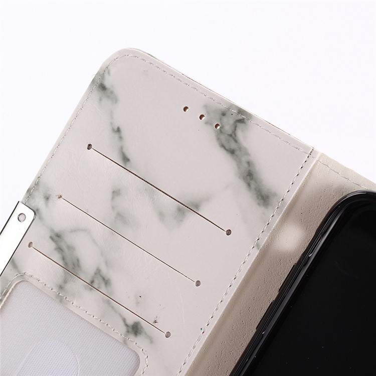 Para Iphone XS Max 6,5 Polegadas Padrão De Mármore Suporte De Couro Carteira Capa Case - Branco-10