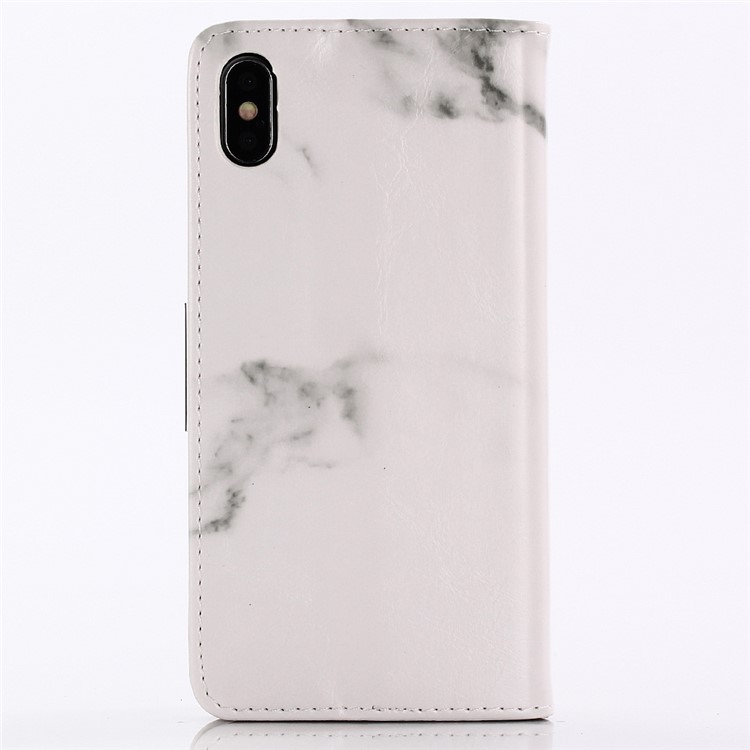 Para Iphone XS Max 6,5 Polegadas Padrão De Mármore Suporte De Couro Carteira Capa Case - Branco-3