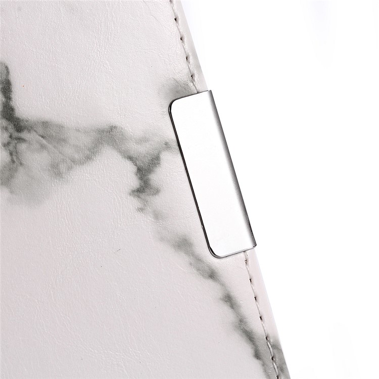 Para Iphone XS Max 6,5 Polegadas Padrão De Mármore Suporte De Couro Carteira Capa Case - Branco-7