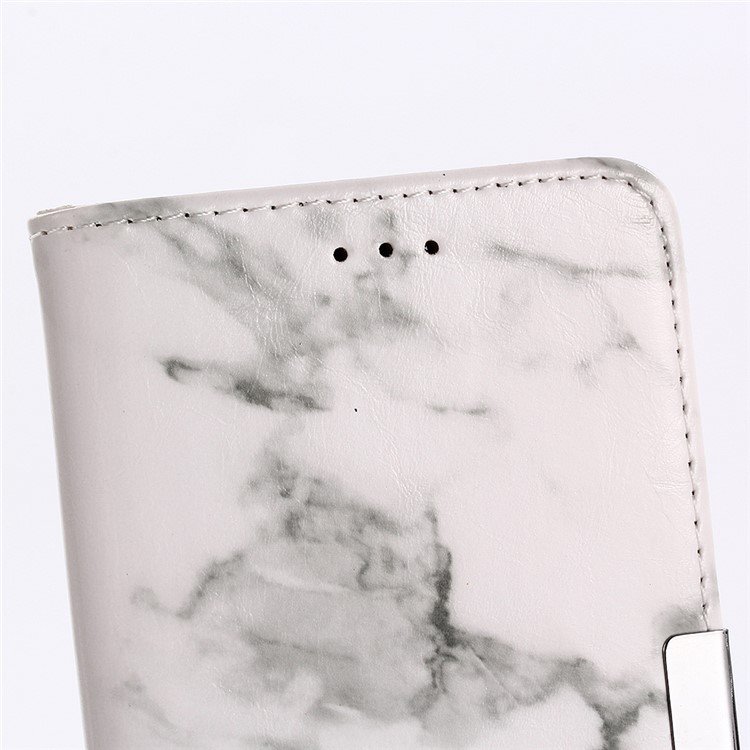 Para Iphone XS Max 6,5 Polegadas Padrão De Mármore Suporte De Couro Carteira Capa Case - Branco-8
