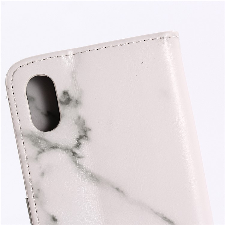 Para Iphone XS Max 6,5 Polegadas Padrão De Mármore Suporte De Couro Carteira Capa Case - Branco-9