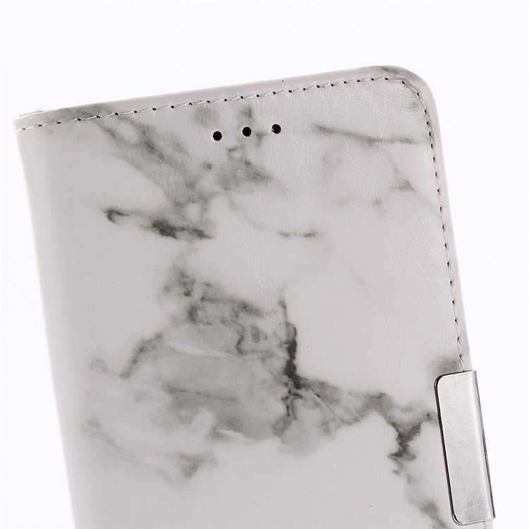 Carteira De Couro De Textura De Mármore Stand Capa De Telefone De Couro Para Iphone XR De 6,1 Polegadas - Branco-10