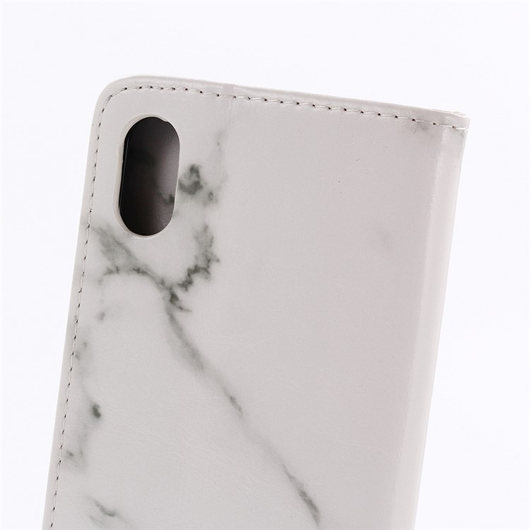 Carteira De Couro De Textura De Mármore Stand Capa De Telefone De Couro Para Iphone XR De 6,1 Polegadas - Branco-11