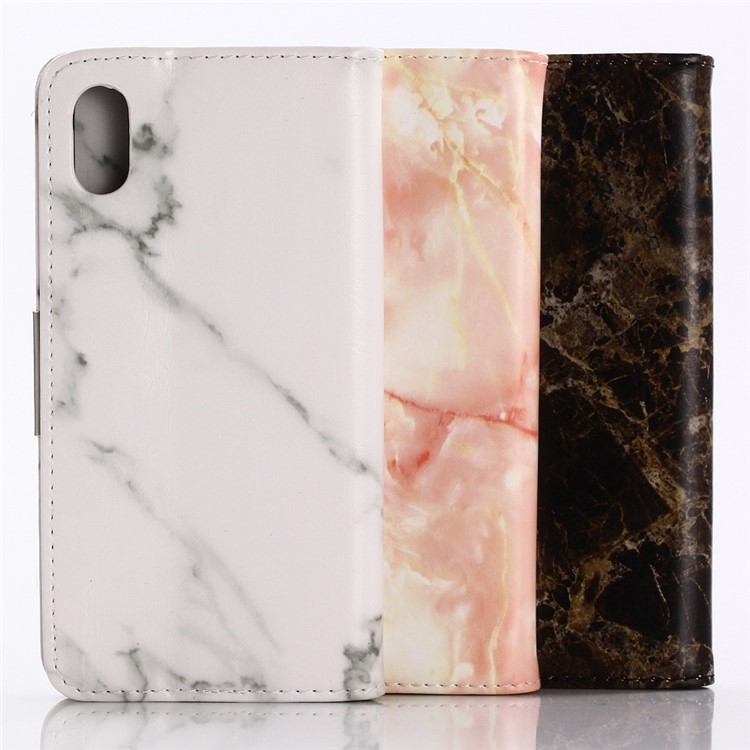 Carteira De Couro De Textura De Mármore Stand Capa De Telefone De Couro Para Iphone XR De 6,1 Polegadas - Branco-14