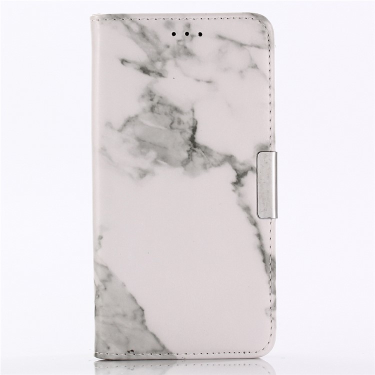 Carteira De Couro De Textura De Mármore Stand Capa De Telefone De Couro Para Iphone XR De 6,1 Polegadas - Branco-2