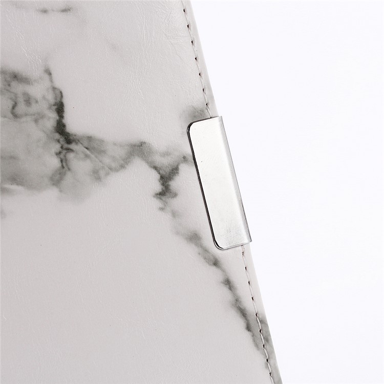 Carteira De Couro De Textura De Mármore Stand Capa De Telefone De Couro Para Iphone XR De 6,1 Polegadas - Branco-9
