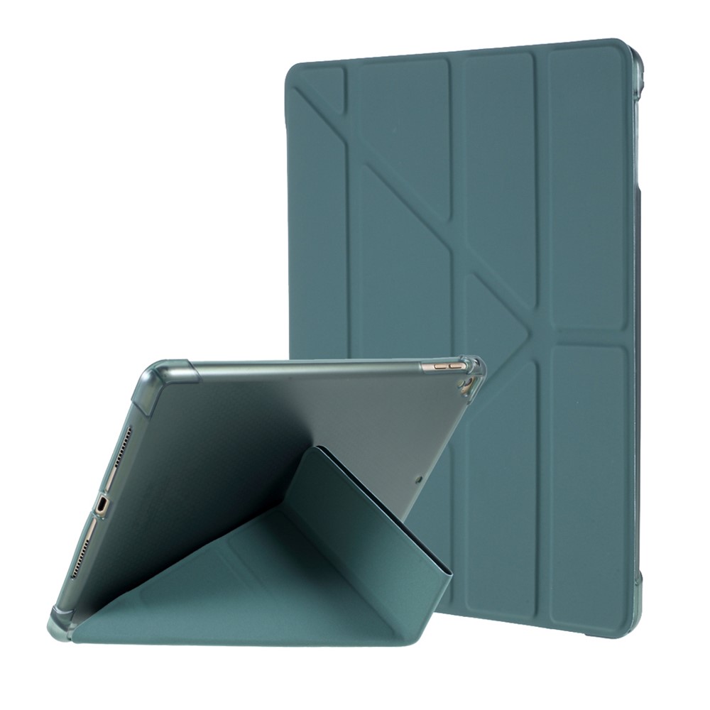 Origami Stand Smart PU Leather Case with Pen Slot for iPad 9.7-inch (2018)/iPad 9.7-inch (2017)/iPad 5/iPad 6 - Dark Green