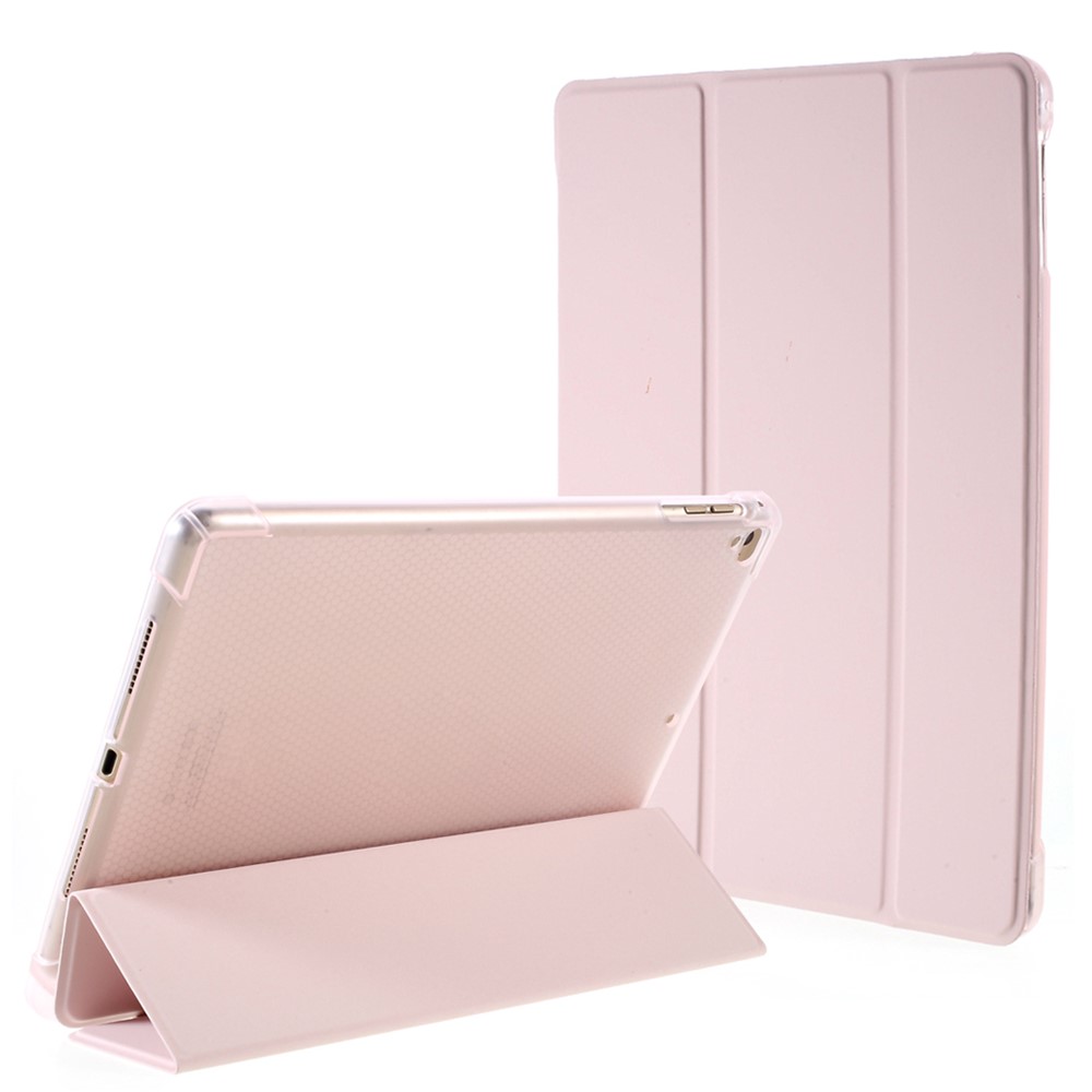 Leather Case for iPad 9.7-inch (2018) / (2017) / iPad Air 2 / Air (2013) Tri-Fold Stand Auto Sleep / Wake Cover with Pencil Holder - Pink