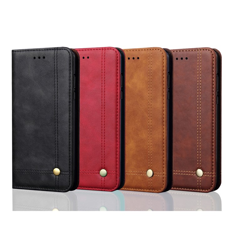 Auto-absorbed Retro Crazy Horse Texture Leather Wallet Stand Flip Case for iPhone XR 6.1 inch - Black-10