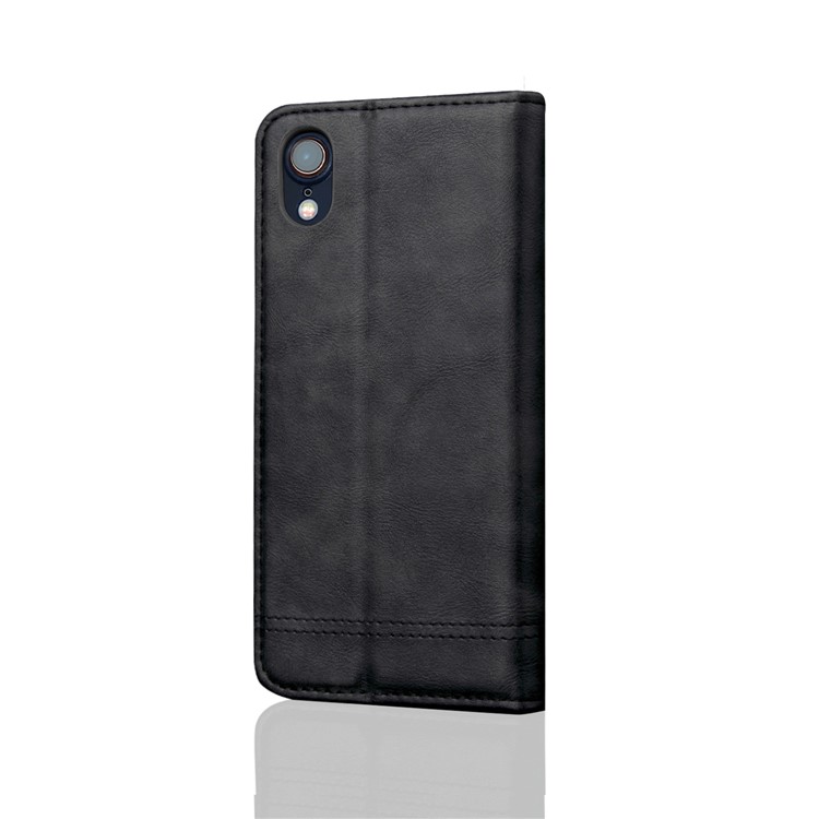 Auto-absorbed Retro Crazy Horse Texture Leather Wallet Stand Flip Case for iPhone XR 6.1 inch - Black-3