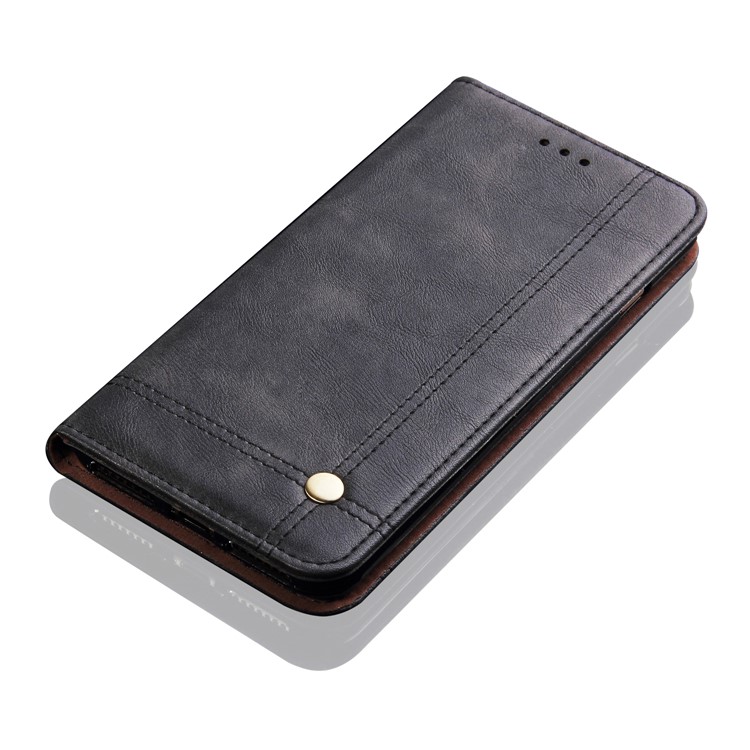 Auto-absorbed Retro Crazy Horse Texture Leather Wallet Stand Flip Case for iPhone XR 6.1 inch - Black-8