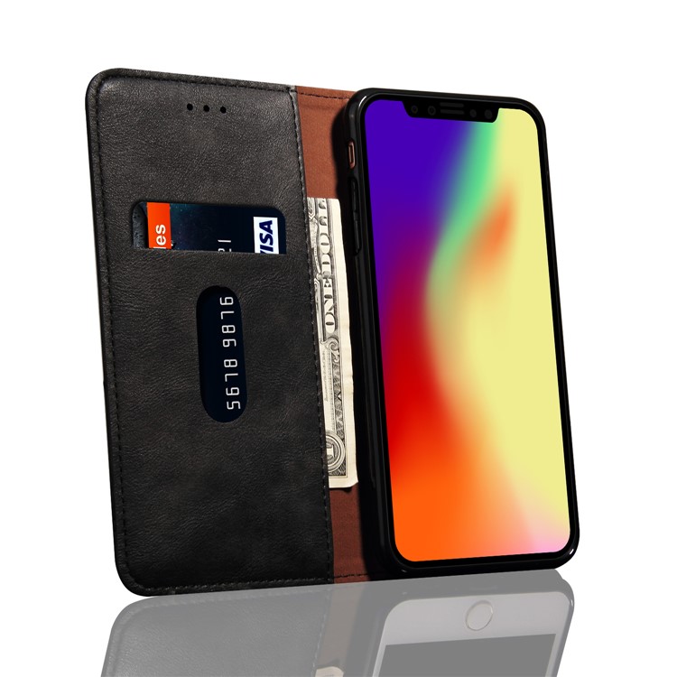 Auto-absorbed Retro Crazy Horse Texture Leather Wallet Stand Flip Case for iPhone XR 6.1 inch - Black-9