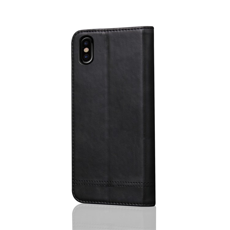 Retro Style Auto-absorbed Crazy Horse Leather Wallet Case for iPhone Xs 5.8 inch - Black-3