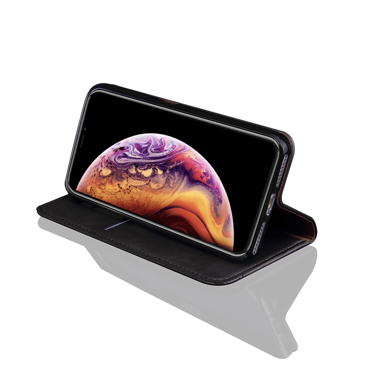 Retro Style Auto-absorbed Crazy Horse Leather Wallet Case for iPhone Xs 5.8 inch - Black-6