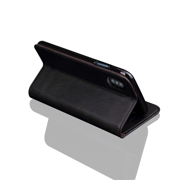 Retro Style Auto-absorbed Crazy Horse Leather Wallet Case for iPhone Xs 5.8 inch - Black-7