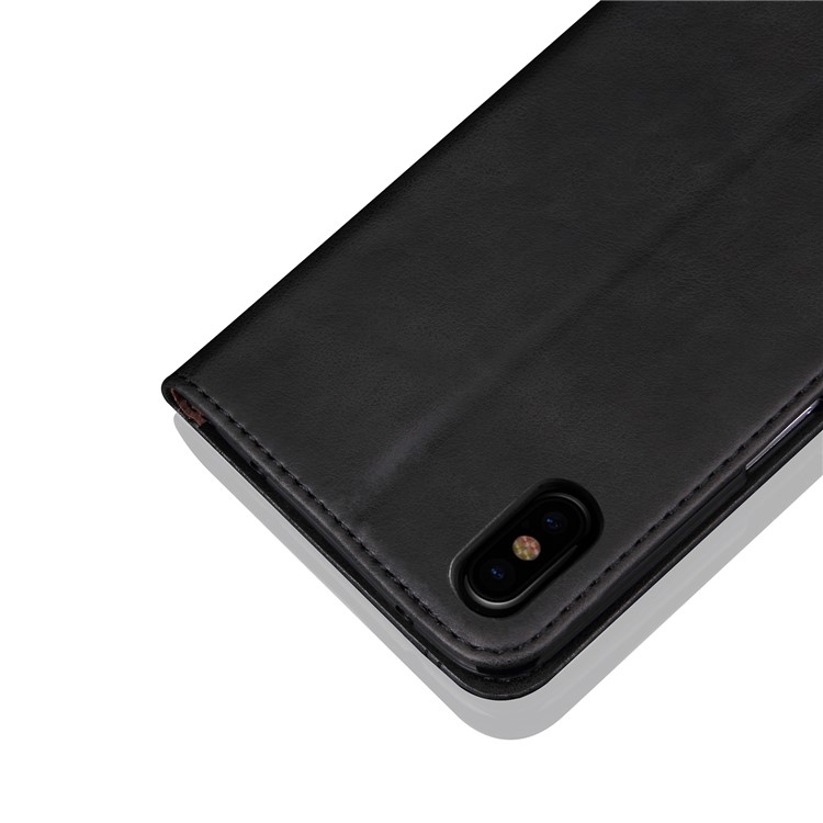 Retro Style Auto-absorbed Crazy Horse Leather Wallet Case for iPhone Xs 5.8 inch - Black-8