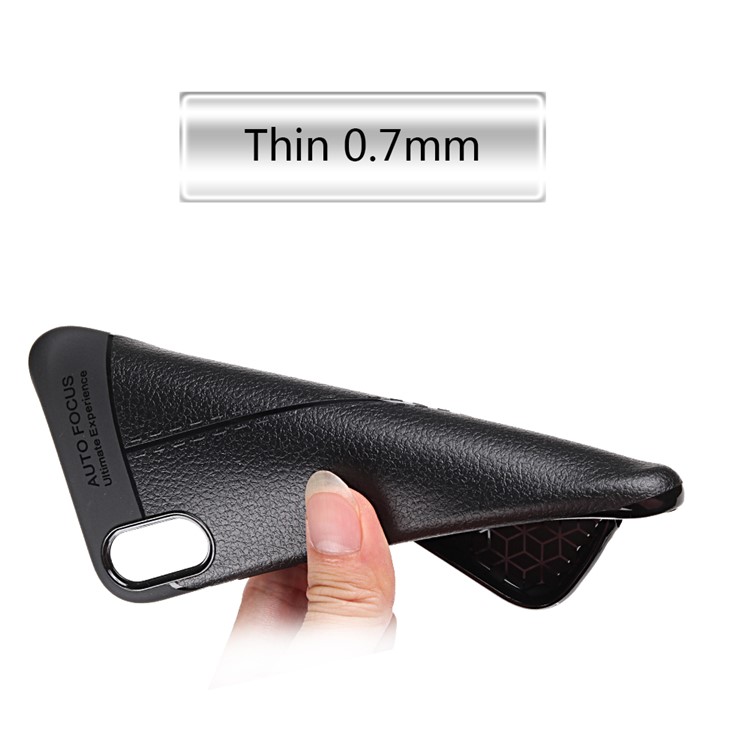 Slim Litchi Grain Soft TPU Back Cover for iPhone XS Max 6.5 inch - Black-4