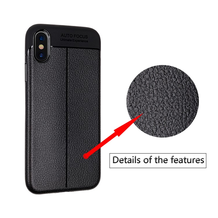 Slim Litchi Grain Soft TPU Back Cover for iPhone XS Max 6.5 inch - Black-5