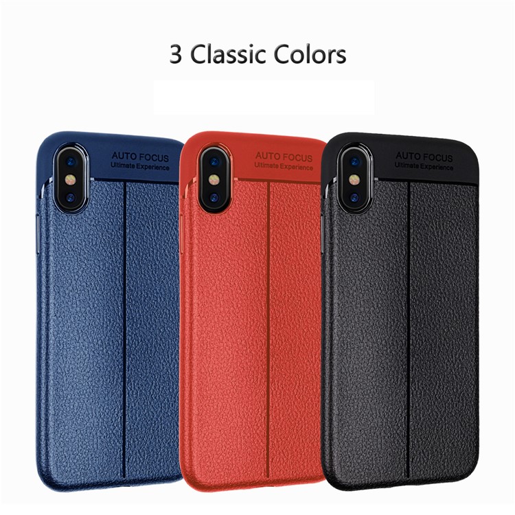 Slim Litchi Grain Soft TPU Back Cover for iPhone XS Max 6.5 inch - Black-8
