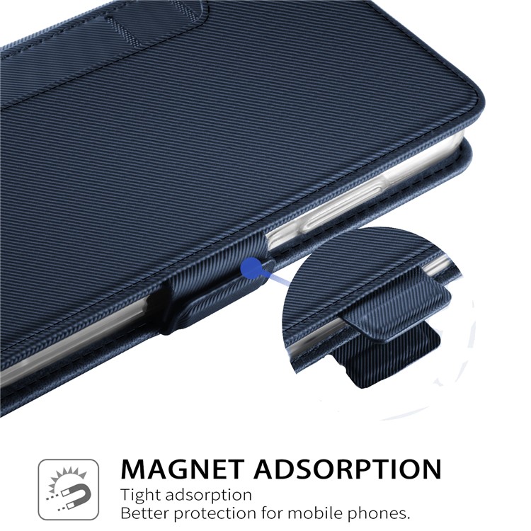 Leather Wallet Stand Shell with Card Holder and Makeup Mirror for iPhone Xs 5.8 inch - Dark Blue-2