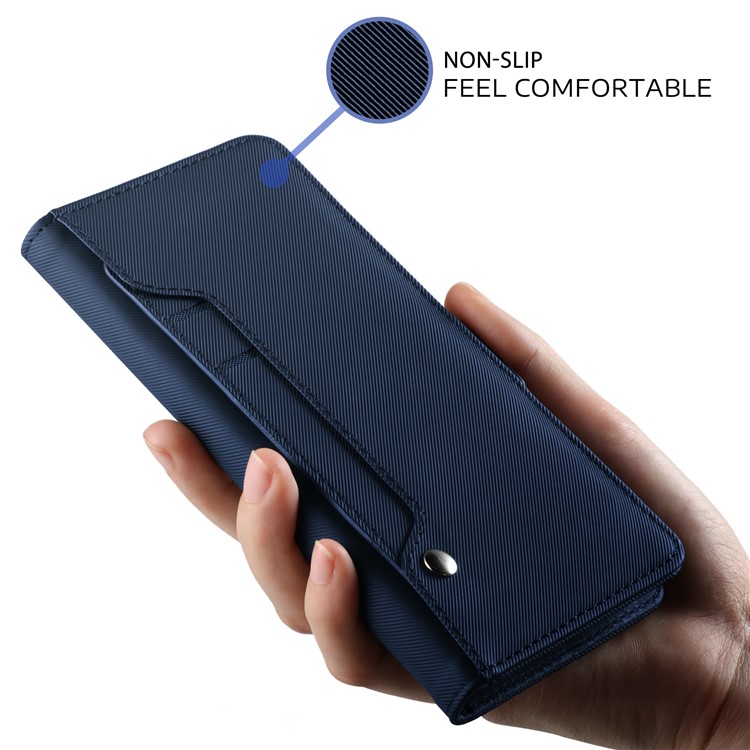 Leather Wallet Stand Shell with Card Holder and Makeup Mirror for iPhone Xs 5.8 inch - Dark Blue-3