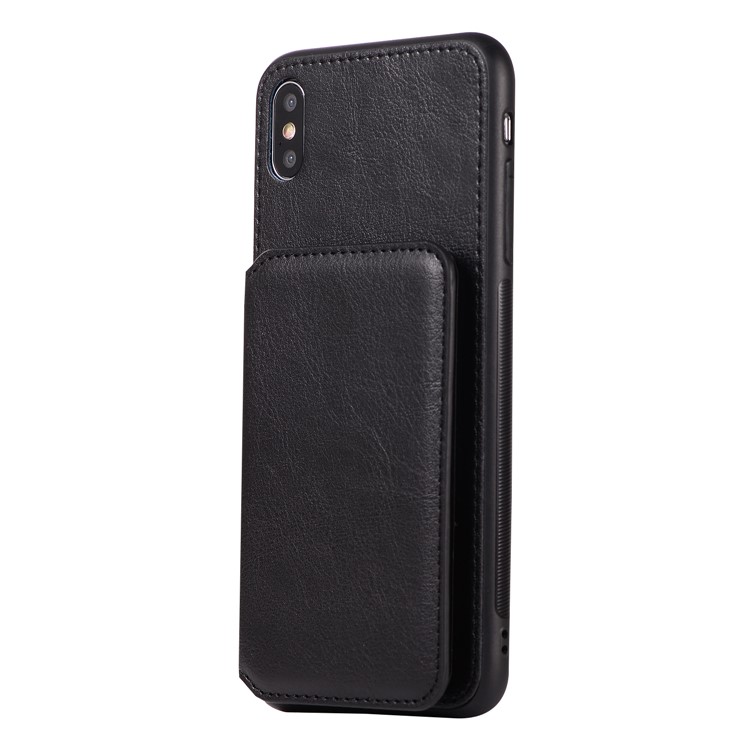 Retro Style Leather Coated PC + TPU Card Slot Kickstand Phone Case for iPhone Xs/X 5.8 inch - Black-2