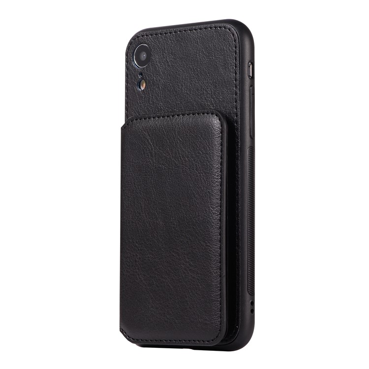Retro Style Leather Coated PC + TPU Card Slot Kickstand Casing for iPhone XR 6.1 inch - Black-2