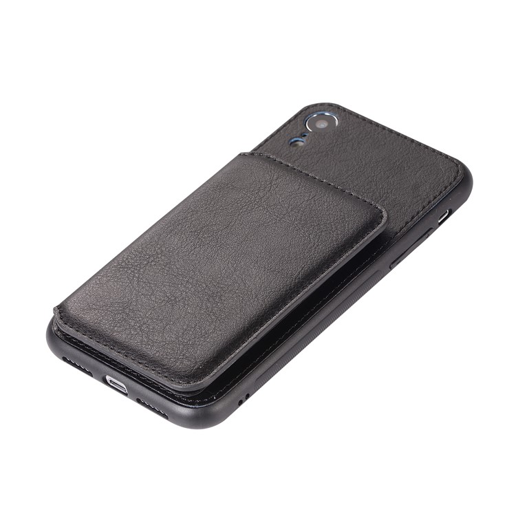 Retro Style Leather Coated PC + TPU Card Slot Kickstand Casing for iPhone XR 6.1 inch - Black-7