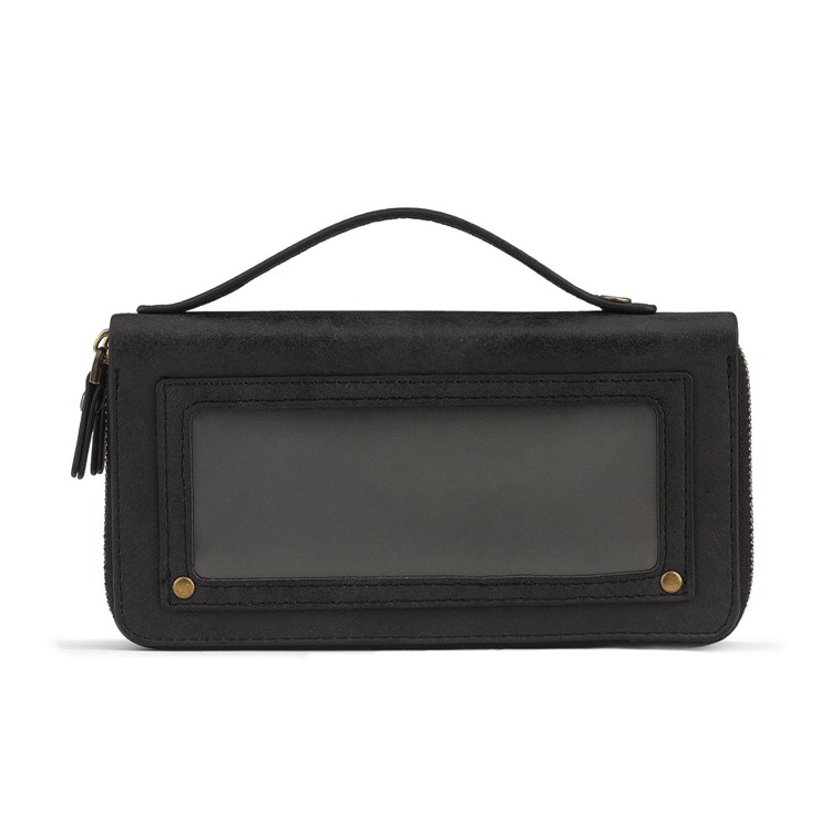 Retro Double Zipper Split Leather Wallet with Detachable TPU Casing for iPhone XS Max 6.5 inch - Black-21