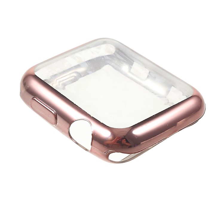 Electroplating Soft TPU Protective Cover for Apple Watch Series 3/2/1 42mm - Rose Gold-1
