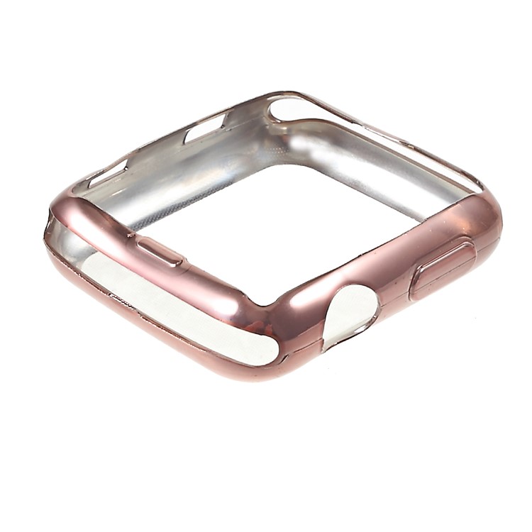 Electroplating Soft TPU Protective Cover for Apple Watch Series 3/2/1 42mm - Rose Gold-3