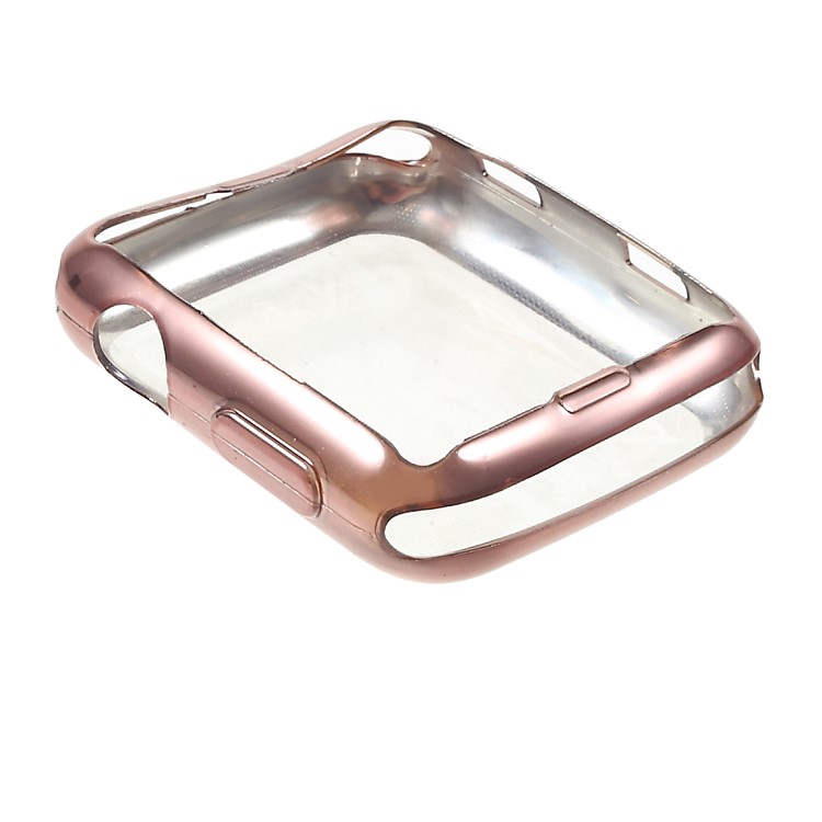 Electroplating Soft TPU Protective Cover for Apple Watch Series 3/2/1 42mm - Rose Gold-4