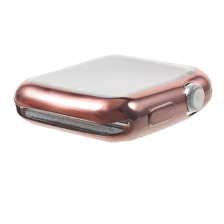Electroplating Soft TPU Protective Cover for Apple Watch Series 3/2/1 42mm - Rose Gold-7