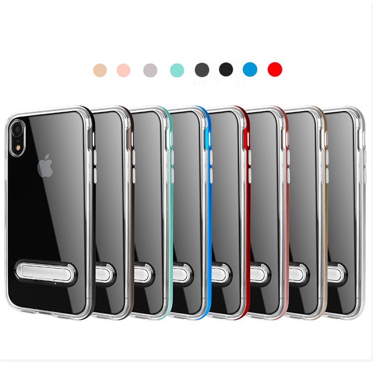 Hybrid Clear Back PC + TPU Magnetic Kickstand Phone Case for iPhone XR 6.1 inch - Black-2