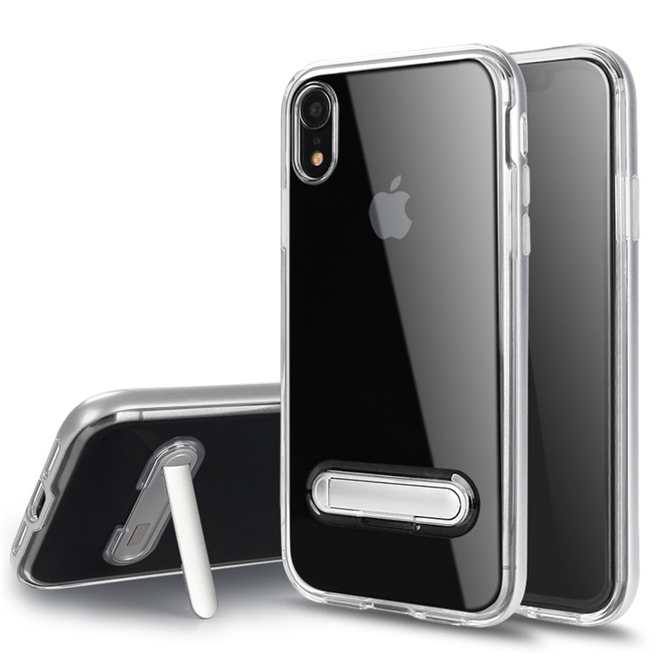 

Гибридная Прозрачная Задняя Панель PC + TPU Магнитная Подставка Для Iphone XR 6.1 Inch - Серебряный, iPhone XR 6.1 inch