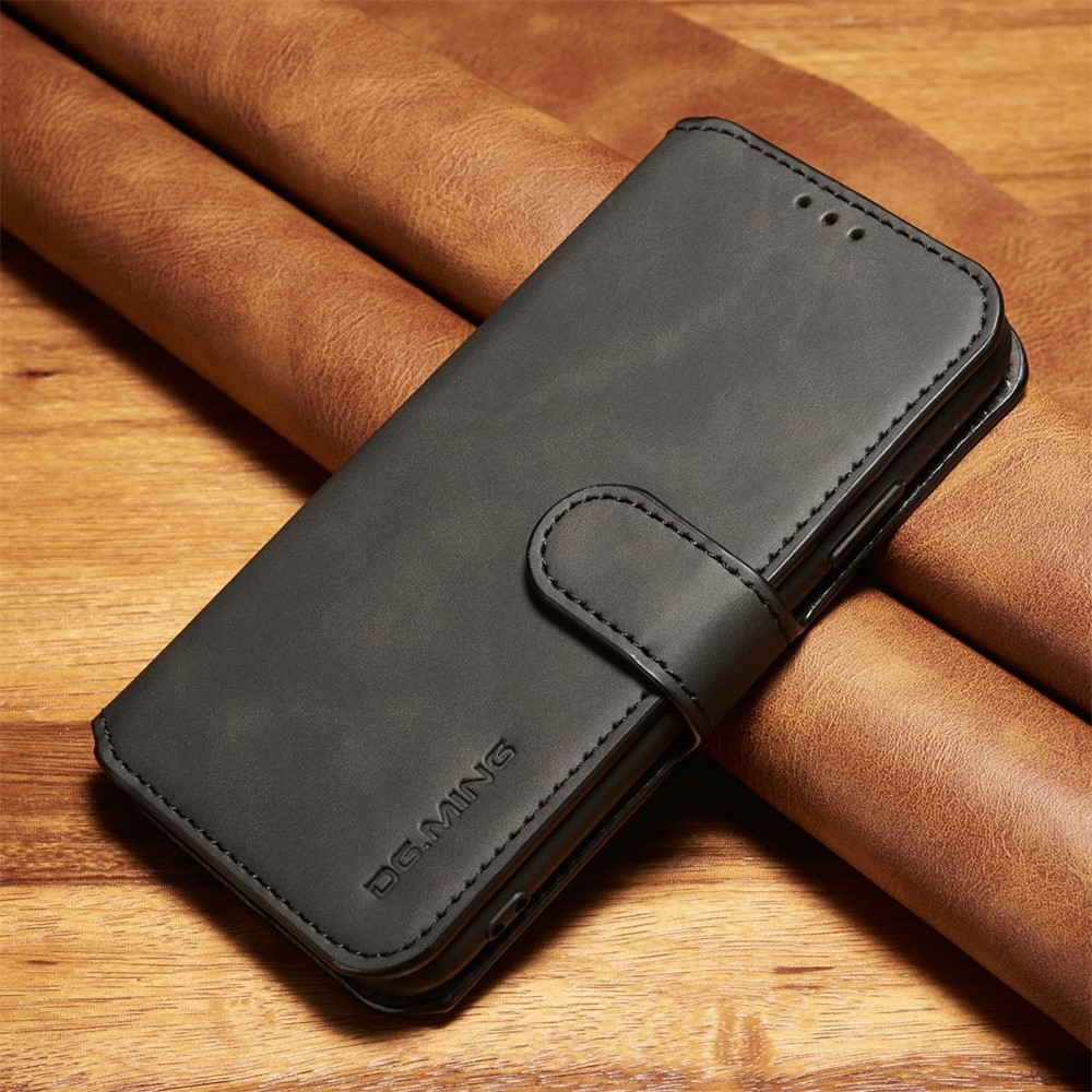 DG.MING Retro Style Wallet Leather Stand Cover for iPhone Xs 5.8 inch - Black-1