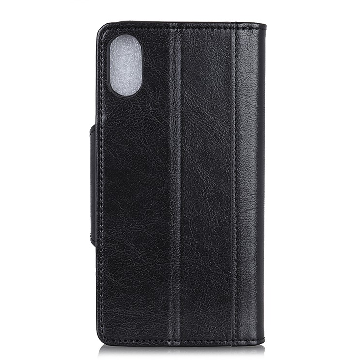 For iPhone XS Max 6.5 inch Textured PU Leather Wallet Mobile Cover with Stand - Black-4