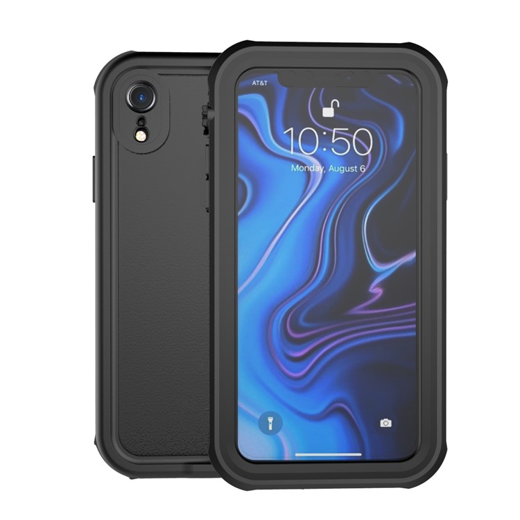 10m IP68 Waterproof Shock/Dirt/Snow Case for iPhone XR 6.1 inch with a Kickstand - All Black-2