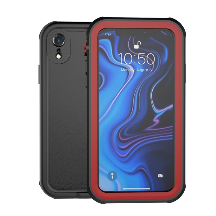 10m IP68 Wasserdicht Schock / Schmutz / Schnee Shell Für IPhone XR 6.1 Zoll Mit Einem Ständer - Schwarz / Rot-2