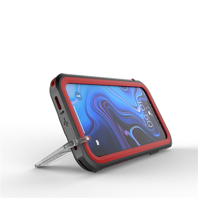 10m IP68 Wasserdicht Schock / Schmutz / Schnee Shell Für IPhone XR 6.1 Zoll Mit Einem Ständer - Schwarz / Rot-3
