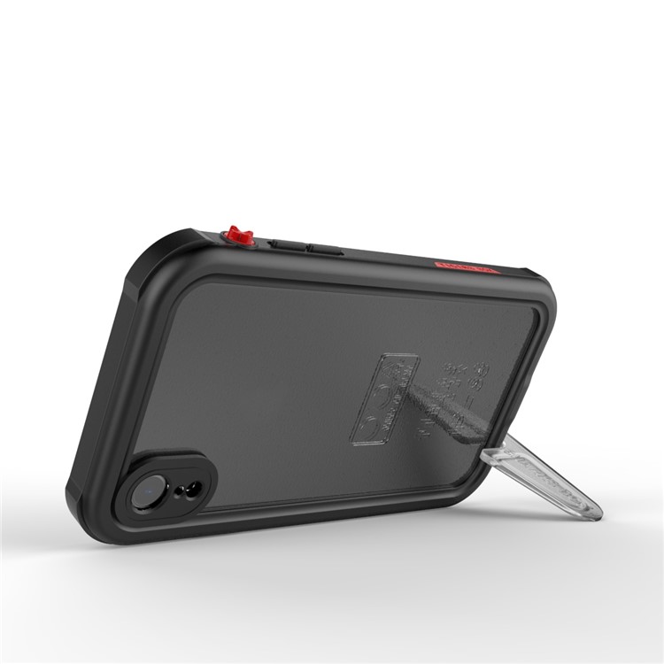 10m IP68 Wasserdicht Schock / Schmutz / Schnee Shell Für IPhone XR 6.1 Zoll Mit Einem Ständer - Schwarz / Rot-4