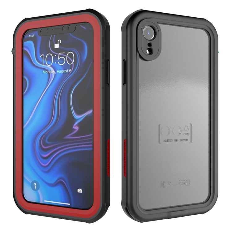 10m IP68 Wasserdicht Schock / Schmutz / Schnee Shell Für IPhone XR 6.1 Zoll Mit Einem Ständer - Schwarz / Rot-5