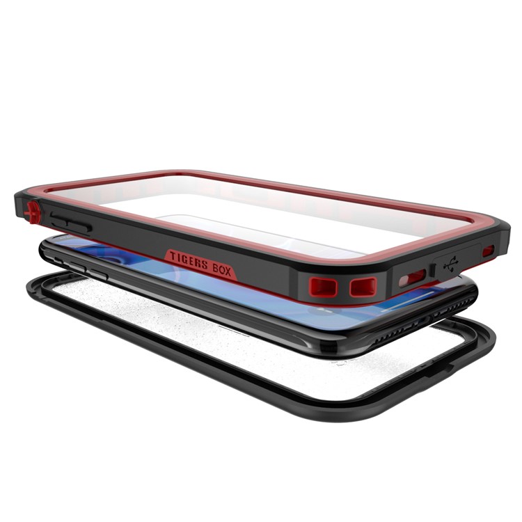 10m IP68 Wasserdicht Schock / Schmutz / Schnee Shell Für IPhone XR 6.1 Zoll Mit Einem Ständer - Schwarz / Rot-6