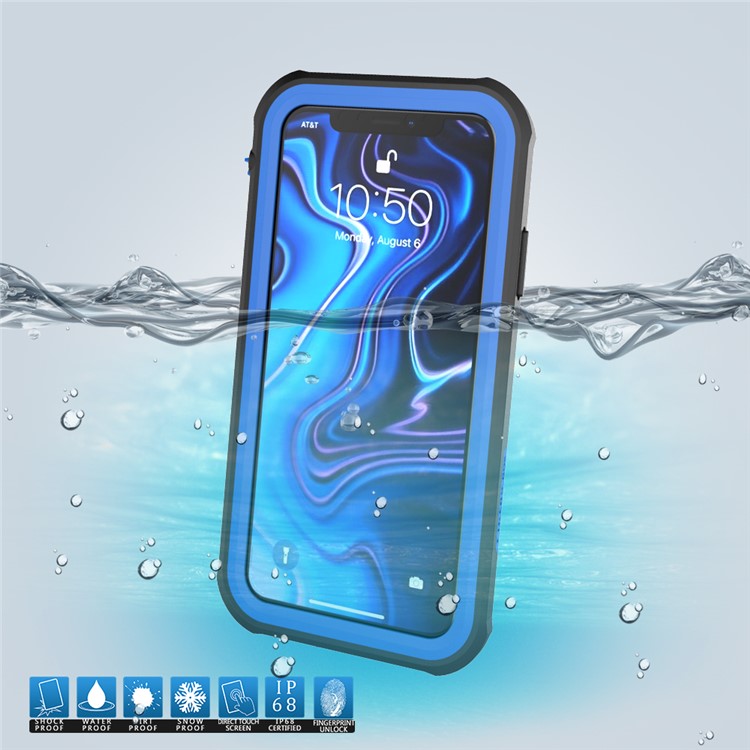 10m ip68 водонепроницаемый шок / грязь / снег сотовый телефон оболочки для iphone xr 6,1 дюйма с подставкой - черный / синий