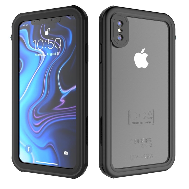 10m IP68 Waterproof Shock/Dirt/Snow Case for iPhone XS Max 6.5 inch with a Kickstand - All Black-2