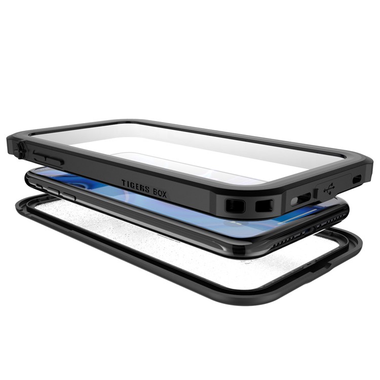 10m IP68 Waterproof Shock/Dirt/Snow Case for iPhone XS Max 6.5 inch with a Kickstand - All Black-3
